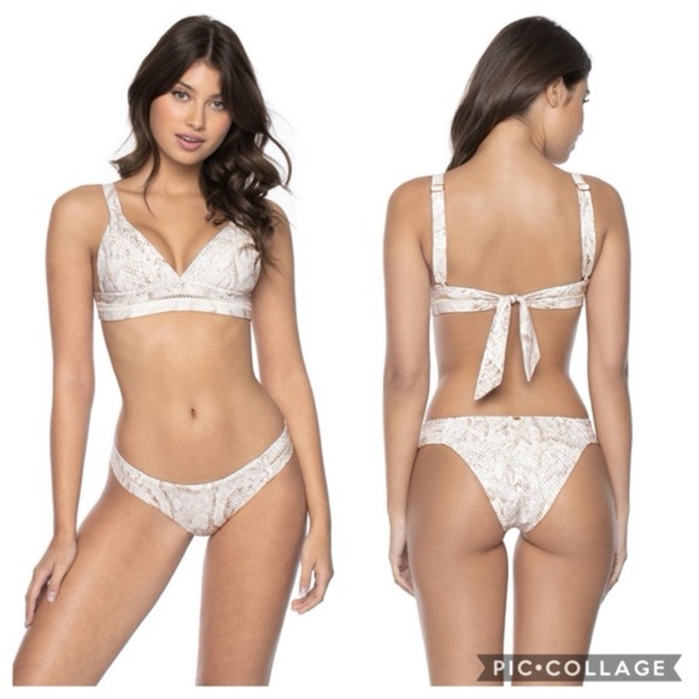 NWT Pilyq 2-Piece cobra ladder trim Bikini, size Large bottoms, size D top